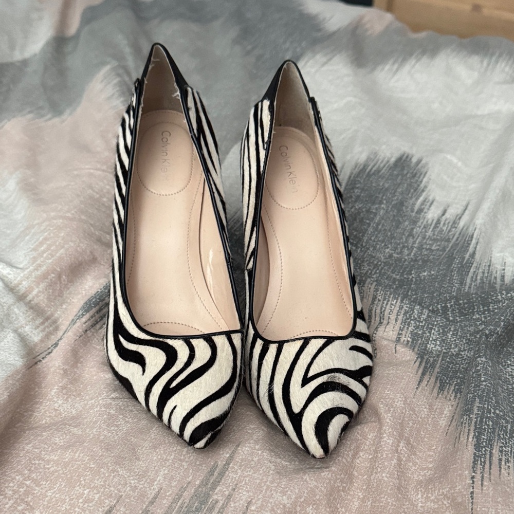 Calvin Klein Black and White Patterned Heels